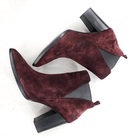 & OTHER STORIES Pointed toe Suede Ankle Booties In Burgundy - Picture 6 of 10